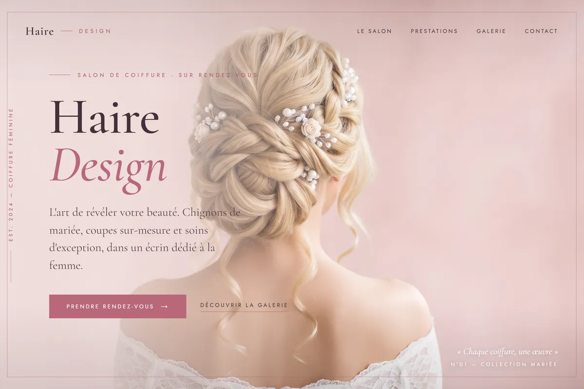 page d'accueil d'un site réalisé par Mld Dev pour un salon de coiffure