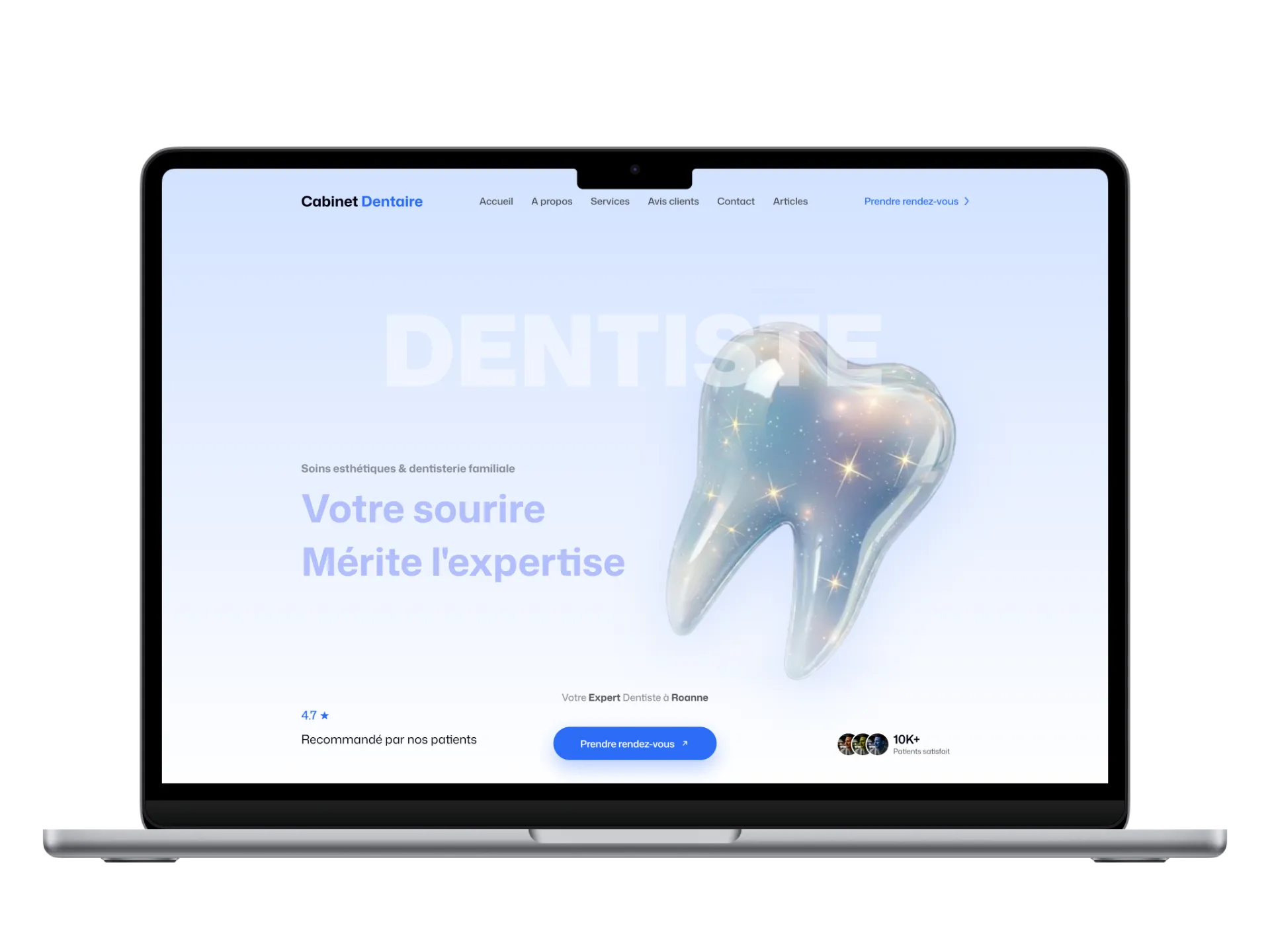 Site vitrine créé par MLD affiché sur un MacBook