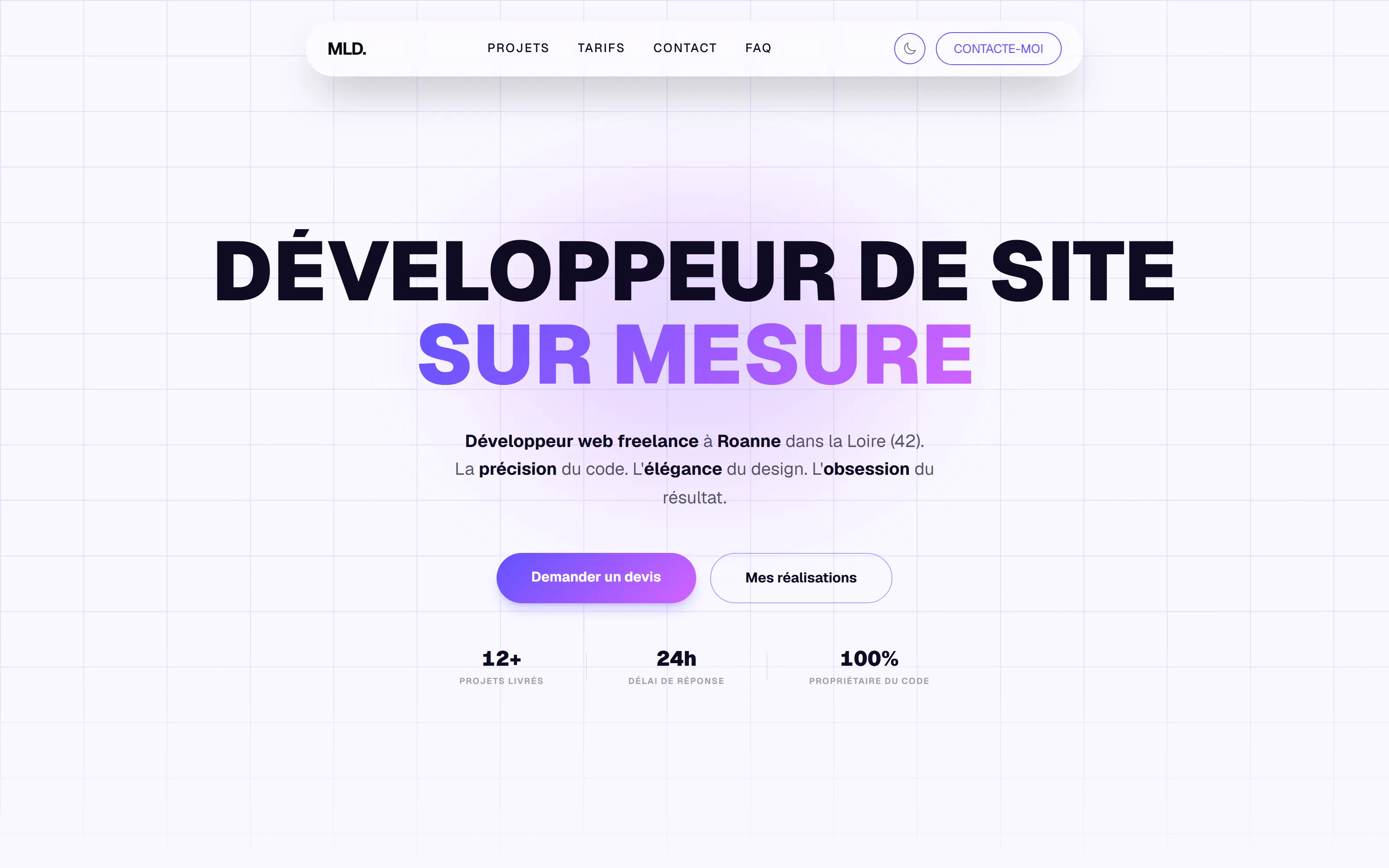 Exemple de landing page d'agence web, créé par MLD