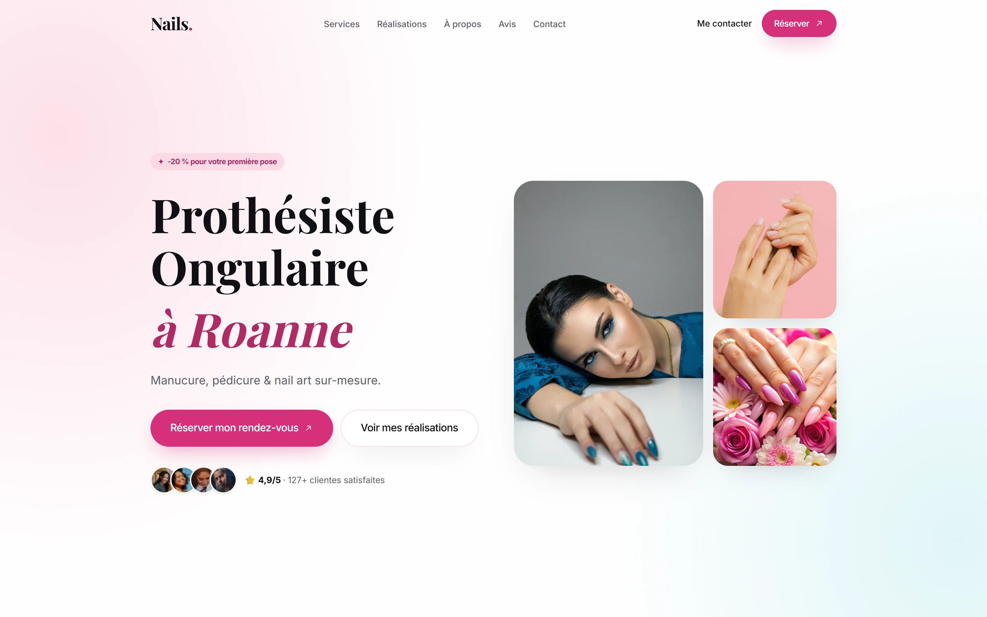 Page de présentation des prestations du Salon Nails à Roanne