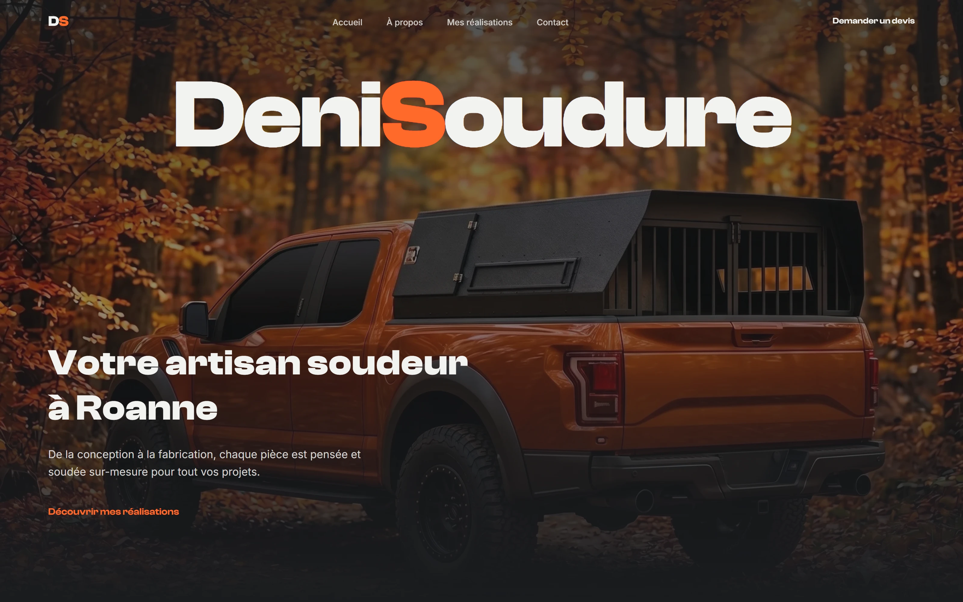 Page d'accueil du site vitrine de l'atelier de métallerie Denis Soudure